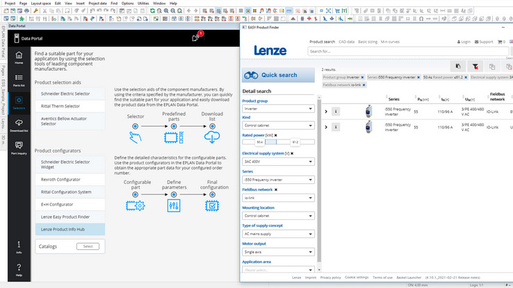 Użytkownicy portalu potrzebują tylko kilku kroków, aby znaleźć odpowiednie urządzenie z serii i550 za pomocą konfiguratorów, takich jak Lenze Easy Product Finder.