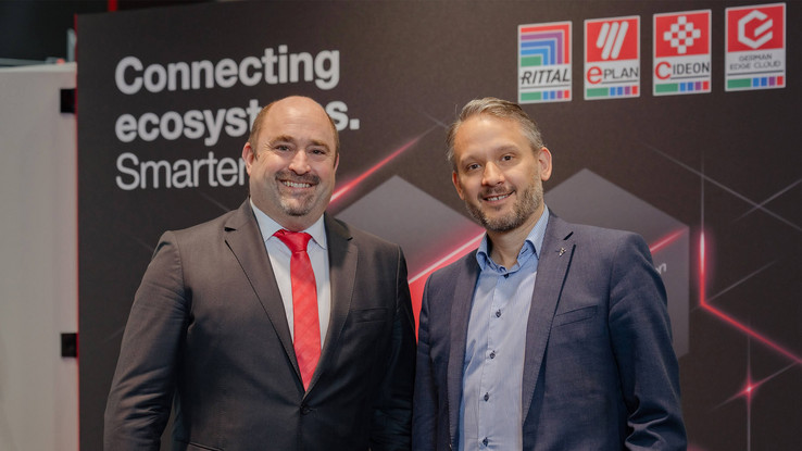 Sebastian Seitz i Dominic Kurtaz EPLAN & Cideon CEO Sebastian Seitz i Dassault Systèmes Managing Director Eurocentral Dominic Kurtaz